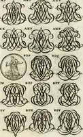 Picture 228 of 262 from Livre curieux et utile pour les sçavans et artistes : composé de trois alphabets de chiffres simples, doubles & triples, fleuronnez et au premier trait : accompagné d'un tres grand nombre de devises, emblêmes, médailles et autres figures hieroglyfiques : ensemble de plusieurs supports et cimiers pour les ornemens des armes : avec une table tres ample par le moyen de laquelle on trouvera facilement tous les noms imaginables (1685), leaf 295