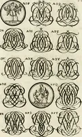 An illustration from Livre curieux et utile pour les sçavans et artistes : composé de trois alphabets de chiffres simples, doubles & triples, fleuronnez et au premier trait : accompagné d'un tres grand nombre de devises, emblêmes, médailles et autres figures hieroglyfiques : ensemble de plusieurs supports et cimiers pour les ornemens des armes : avec une table tres ample par le moyen de laquelle on trouvera facilement tous les noms imaginables (1685)