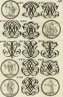 Picture 240 of 262 from Livre curieux et utile pour les sçavans et artistes : composé de trois alphabets de chiffres simples, doubles & triples, fleuronnez et au premier trait : accompagné d'un tres grand nombre de devises, emblêmes, médailles et autres figures hieroglyfiques : ensemble de plusieurs supports et cimiers pour les ornemens des armes : avec une table tres ample par le moyen de laquelle on trouvera facilement tous les noms imaginables (1685), leaf 307