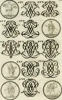 Picture 244 of 262 from Livre curieux et utile pour les sçavans et artistes : composé de trois alphabets de chiffres simples, doubles & triples, fleuronnez et au premier trait : accompagné d'un tres grand nombre de devises, emblêmes, médailles et autres figures hieroglyfiques : ensemble de plusieurs supports et cimiers pour les ornemens des armes : avec une table tres ample par le moyen de laquelle on trouvera facilement tous les noms imaginables (1685), leaf 311