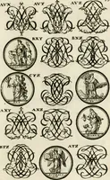 An illustration from Livre curieux et utile pour les sçavans et artistes : composé de trois alphabets de chiffres simples, doubles & triples, fleuronnez et au premier trait : accompagné d'un tres grand nombre de devises, emblêmes, médailles et autres figures hieroglyfiques : ensemble de plusieurs supports et cimiers pour les ornemens des armes : avec une table tres ample par le moyen de laquelle on trouvera facilement tous les noms imaginables (1685)