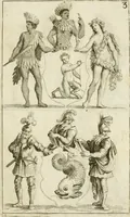 An illustration from Livre curieux et utile pour les sçavans et artistes : composé de trois alphabets de chiffres simples, doubles & triples, fleuronnez et au premier trait : accompagné d'un tres grand nombre de devises, emblêmes, médailles et autres figures hieroglyfiques : ensemble de plusieurs supports et cimiers pour les ornemens des armes : avec une table tres ample par le moyen de laquelle on trouvera facilement tous les noms imaginables (1685)