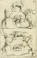 An illustration from Livre curieux et utile pour les sçavans et artistes : composé de trois alphabets de chiffres simples, doubles & triples, fleuronnez et au premier trait : accompagné d'un tres grand nombre de devises, emblêmes, médailles et autres figures hieroglyfiques : ensemble de plusieurs supports et cimiers pour les ornemens des armes : avec une table tres ample par le moyen de laquelle on trouvera facilement tous les noms imaginables (1685)