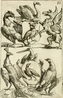 An illustration from Livre curieux et utile pour les sçavans et artistes : composé de trois alphabets de chiffres simples, doubles & triples, fleuronnez et au premier trait : accompagné d'un tres grand nombre de devises, emblêmes, médailles et autres figures hieroglyfiques : ensemble de plusieurs supports et cimiers pour les ornemens des armes : avec une table tres ample par le moyen de laquelle on trouvera facilement tous les noms imaginables (1685)