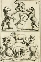 An illustration from Livre curieux et utile pour les sçavans et artistes : composé de trois alphabets de chiffres simples, doubles & triples, fleuronnez et au premier trait : accompagné d'un tres grand nombre de devises, emblêmes, médailles et autres figures hieroglyfiques : ensemble de plusieurs supports et cimiers pour les ornemens des armes : avec une table tres ample par le moyen de laquelle on trouvera facilement tous les noms imaginables (1685)