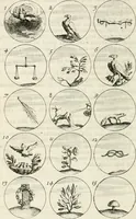 An illustration from Livre curieux et utile pour les sçavans et artistes : composé de trois alphabets de chiffres simples, doubles & triples, fleuronnez et au premier trait : accompagné d'un tres grand nombre de devises, emblêmes, médailles et autres figures hieroglyfiques : ensemble de plusieurs supports et cimiers pour les ornemens des armes : avec une table tres ample par le moyen de laquelle on trouvera facilement tous les noms imaginables (1685)