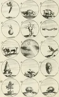 An illustration from Livre curieux et utile pour les sçavans et artistes : composé de trois alphabets de chiffres simples, doubles & triples, fleuronnez et au premier trait : accompagné d'un tres grand nombre de devises, emblêmes, médailles et autres figures hieroglyfiques : ensemble de plusieurs supports et cimiers pour les ornemens des armes : avec une table tres ample par le moyen de laquelle on trouvera facilement tous les noms imaginables (1685)