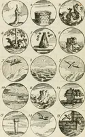An illustration from Livre curieux et utile pour les sçavans et artistes : composé de trois alphabets de chiffres simples, doubles & triples, fleuronnez et au premier trait : accompagné d'un tres grand nombre de devises, emblêmes, médailles et autres figures hieroglyfiques : ensemble de plusieurs supports et cimiers pour les ornemens des armes : avec une table tres ample par le moyen de laquelle on trouvera facilement tous les noms imaginables (1685)