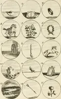 An illustration from Livre curieux et utile pour les sçavans et artistes : composé de trois alphabets de chiffres simples, doubles & triples, fleuronnez et au premier trait : accompagné d'un tres grand nombre de devises, emblêmes, médailles et autres figures hieroglyfiques : ensemble de plusieurs supports et cimiers pour les ornemens des armes : avec une table tres ample par le moyen de laquelle on trouvera facilement tous les noms imaginables (1685)