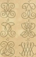 An illustration from Livre de chiffres a double traits, ou l'on trouve les noms & surnoms. : Vtile aux peintres, sculpteurs, graveurs et autres. Dedia Monseigneur le Dauphin (1685)