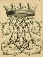 An illustration from Livre de chiffres a double traits, ou l'on trouve les noms & surnoms. : Vtile aux peintres, sculpteurs, graveurs et autres. Dedia Monseigneur le Dauphin (1685)