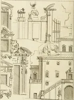 An illustration from Livre de fragments d'architectures, recüeilis et dessinés à Rome d'après les plus beaux monuments (1720)
