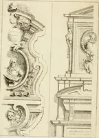 An illustration from Livre de fragments d'architectures, recüeilis et dessinés à Rome d'après les plus beaux monuments (1720)