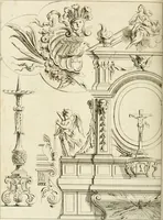 An illustration from Livre de fragments d'architectures, recüeilis et dessinés à Rome d'après les plus beaux monuments (1720)
