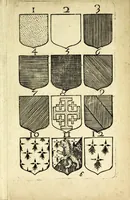 An illustration from Livre du blazon : contenant vne emple explication des metaux et couleurs avec leurs significations, les huict points de l'ecu des differantes couronnes et tenants &c : pour l'vsage des armoiries