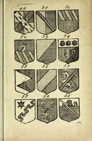 An illustration from Livre du blazon : contenant vne emple explication des metaux et couleurs avec leurs significations, les huict points de l'ecu des differantes couronnes et tenants &c : pour l'vsage des armoiries