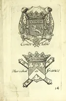 An illustration from Livre du blazon : contenant vne emple explication des metaux et couleurs avec leurs significations, les huict points de l'ecu des differantes couronnes et tenants &c : pour l'vsage des armoiries