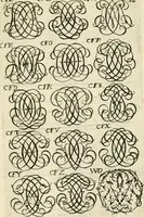 An illustration from Livre nouveau et utile pour toutes sortes d'artistes, et particulierement pour les orfevres, les orlogeurs, les peintres, les graveurs, les brodeurs, &c. : contenant quatre alphabets de chiffres fleuronnez au premier trait avec quantite de devises, d'emblemes et de noeuds d'amour : avec une table exacte pour trouver en général tous les noms et surnoms entrelassez (1690)