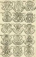An illustration from Livre nouveau et utile pour toutes sortes d'artistes, et particulierement pour les orfevres, les orlogeurs, les peintres, les graveurs, les brodeurs, &c. : contenant quatre alphabets de chiffres fleuronnez au premier trait avec quantite de devises, d'emblemes et de noeuds d'amour : avec une table exacte pour trouver en général tous les noms et surnoms entrelassez (1690)
