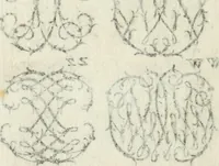 Picture 9 of 150 from Livre nouveau et utile pour toutes sortes d'artistes, et particulierement pour les orfevres, les orlogeurs, les peintres, les graveurs, les brodeurs, &c. : contenant quatre alphabets de chiffres fleuronnez au premier trait avec quantite de devises, d'emblemes et de noeuds d'amour : avec une table exacte pour trouver en général tous les noms et surnoms entrelassez (1690), leaf 13