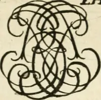 An illustration from Livre nouveau et utile pour toutes sortes d'artistes, et particulierement pour les orfevres, les orlogeurs, les peintres, les graveurs, les brodeurs, &c. : contenant quatre alphabets de chiffres fleuronnez au premier trait avec quantite de devises, d'emblemes et de noeuds d'amour : avec une table exacte pour trouver en général tous les noms et surnoms entrelassez (1690)