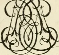 An illustration from Livre nouveau et utile pour toutes sortes d'artistes, et particulierement pour les orfevres, les orlogeurs, les peintres, les graveurs, les brodeurs, &c. : contenant quatre alphabets de chiffres fleuronnez au premier trait avec quantite de devises, d'emblemes et de noeuds d'amour : avec une table exacte pour trouver en général tous les noms et surnoms entrelassez (1690)
