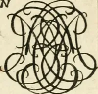 An illustration from Livre nouveau et utile pour toutes sortes d'artistes, et particulierement pour les orfevres, les orlogeurs, les peintres, les graveurs, les brodeurs, &c. : contenant quatre alphabets de chiffres fleuronnez au premier trait avec quantite de devises, d'emblemes et de noeuds d'amour : avec une table exacte pour trouver en général tous les noms et surnoms entrelassez (1690)