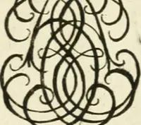 An illustration from Livre nouveau et utile pour toutes sortes d'artistes, et particulierement pour les orfevres, les orlogeurs, les peintres, les graveurs, les brodeurs, &c. : contenant quatre alphabets de chiffres fleuronnez au premier trait avec quantite de devises, d'emblemes et de noeuds d'amour : avec une table exacte pour trouver en général tous les noms et surnoms entrelassez (1690)