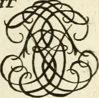 An illustration from Livre nouveau et utile pour toutes sortes d'artistes, et particulierement pour les orfevres, les orlogeurs, les peintres, les graveurs, les brodeurs, &c. : contenant quatre alphabets de chiffres fleuronnez au premier trait avec quantite de devises, d'emblemes et de noeuds d'amour : avec une table exacte pour trouver en général tous les noms et surnoms entrelassez (1690)