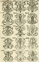 An illustration from Livre nouveau et utile pour toutes sortes d'artistes, et particulierement pour les orfevres, les orlogeurs, les peintres, les graveurs, les brodeurs, &c. : contenant quatre alphabets de chiffres fleuronnez au premier trait avec quantite de devises, d'emblemes et de noeuds d'amour : avec une table exacte pour trouver en général tous les noms et surnoms entrelassez (1690)