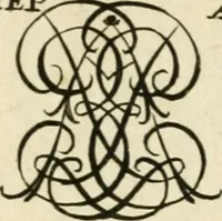 An illustration from Livre nouveau et utile pour toutes sortes d'artistes, et particulierement pour les orfevres, les orlogeurs, les peintres, les graveurs, les brodeurs, &c. : contenant quatre alphabets de chiffres fleuronnez au premier trait avec quantite de devises, d'emblemes et de noeuds d'amour : avec une table exacte pour trouver en général tous les noms et surnoms entrelassez (1690)