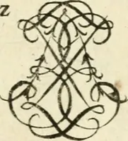 An illustration from Livre nouveau et utile pour toutes sortes d'artistes, et particulierement pour les orfevres, les orlogeurs, les peintres, les graveurs, les brodeurs, &c. : contenant quatre alphabets de chiffres fleuronnez au premier trait avec quantite de devises, d'emblemes et de noeuds d'amour : avec une table exacte pour trouver en général tous les noms et surnoms entrelassez (1690)