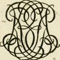 An illustration from Livre nouveau et utile pour toutes sortes d'artistes, et particulierement pour les orfevres, les orlogeurs, les peintres, les graveurs, les brodeurs, &c. : contenant quatre alphabets de chiffres fleuronnez au premier trait avec quantite de devises, d'emblemes et de noeuds d'amour : avec une table exacte pour trouver en général tous les noms et surnoms entrelassez (1690)
