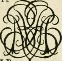 An illustration from Livre nouveau et utile pour toutes sortes d'artistes, et particulierement pour les orfevres, les orlogeurs, les peintres, les graveurs, les brodeurs, &c. : contenant quatre alphabets de chiffres fleuronnez au premier trait avec quantite de devises, d'emblemes et de noeuds d'amour : avec une table exacte pour trouver en général tous les noms et surnoms entrelassez (1690)