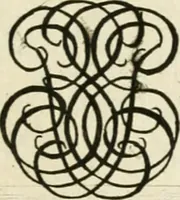 An illustration from Livre nouveau et utile pour toutes sortes d'artistes, et particulierement pour les orfevres, les orlogeurs, les peintres, les graveurs, les brodeurs, &c. : contenant quatre alphabets de chiffres fleuronnez au premier trait avec quantite de devises, d'emblemes et de noeuds d'amour : avec une table exacte pour trouver en général tous les noms et surnoms entrelassez (1690)