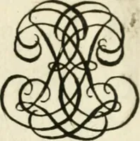 An illustration from Livre nouveau et utile pour toutes sortes d'artistes, et particulierement pour les orfevres, les orlogeurs, les peintres, les graveurs, les brodeurs, &c. : contenant quatre alphabets de chiffres fleuronnez au premier trait avec quantite de devises, d'emblemes et de noeuds d'amour : avec une table exacte pour trouver en général tous les noms et surnoms entrelassez (1690)