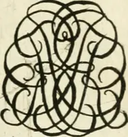 An illustration from Livre nouveau et utile pour toutes sortes d'artistes, et particulierement pour les orfevres, les orlogeurs, les peintres, les graveurs, les brodeurs, &c. : contenant quatre alphabets de chiffres fleuronnez au premier trait avec quantite de devises, d'emblemes et de noeuds d'amour : avec une table exacte pour trouver en général tous les noms et surnoms entrelassez (1690)