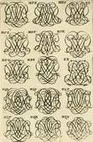 Picture 139 of 150 from Livre nouveau et utile pour toutes sortes d'artistes, et particulierement pour les orfevres, les orlogeurs, les peintres, les graveurs, les brodeurs, &c. : contenant quatre alphabets de chiffres fleuronnez au premier trait avec quantite de devises, d'emblemes et de noeuds d'amour : avec une table exacte pour trouver en général tous les noms et surnoms entrelassez (1690), leaf 184