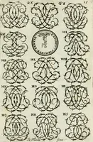 An illustration from Livre nouveau et utile pour toutes sortes d'artistes, et particulierement pour les orfevres, les orlogeurs, les peintres, les graveurs, les brodeurs, &c. : contenant quatre alphabets de chiffres fleuronnez au premier trait avec quantite de devises, d'emblemes et de noeuds d'amour : avec une table exacte pour trouver en général tous les noms et surnoms entrelassez (1690)