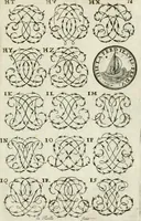 Picture 24 of 150 from Livre nouveau et utile pour toutes sortes d'artistes, et particulierement pour les orfevres, les orlogeurs, les peintres, les graveurs, les brodeurs, &c. : contenant quatre alphabets de chiffres fleuronnez au premier trait avec quantite de devises, d'emblemes et de noeuds d'amour : avec une table exacte pour trouver en général tous les noms et surnoms entrelassez (1690), leaf 34