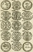 Picture 38 of 150 from Livre nouveau et utile pour toutes sortes d'artistes, et particulierement pour les orfevres, les orlogeurs, les peintres, les graveurs, les brodeurs, &c. : contenant quatre alphabets de chiffres fleuronnez au premier trait avec quantite de devises, d'emblemes et de noeuds d'amour : avec une table exacte pour trouver en général tous les noms et surnoms entrelassez (1690), leaf 58