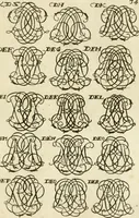 An illustration from Livre nouveau et utile pour toutes sortes d'artistes, et particulierement pour les orfevres, les orlogeurs, les peintres, les graveurs, les brodeurs, &c. : contenant quatre alphabets de chiffres fleuronnez au premier trait avec quantite de devises, d'emblemes et de noeuds d'amour : avec une table exacte pour trouver en général tous les noms et surnoms entrelassez (1690)