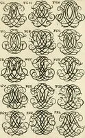 An illustration from Livre nouveau et utile pour toutes sortes d'artistes, et particulierement pour les orfevres, les orlogeurs, les peintres, les graveurs, les brodeurs, &c. : contenant quatre alphabets de chiffres fleuronnez au premier trait avec quantite de devises, d'emblemes et de noeuds d'amour : avec une table exacte pour trouver en général tous les noms et surnoms entrelassez (1690)