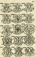 Picture 53 of 150 from Livre nouveau et utile pour toutes sortes d'artistes, et particulierement pour les orfevres, les orlogeurs, les peintres, les graveurs, les brodeurs, &c. : contenant quatre alphabets de chiffres fleuronnez au premier trait avec quantite de devises, d'emblemes et de noeuds d'amour : avec une table exacte pour trouver en général tous les noms et surnoms entrelassez (1690), leaf 92