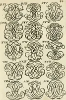 Picture 56 of 150 from Livre nouveau et utile pour toutes sortes d'artistes, et particulierement pour les orfevres, les orlogeurs, les peintres, les graveurs, les brodeurs, &c. : contenant quatre alphabets de chiffres fleuronnez au premier trait avec quantite de devises, d'emblemes et de noeuds d'amour : avec une table exacte pour trouver en général tous les noms et surnoms entrelassez (1690), leaf 98
