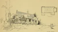 An illustration from Log cabins and cottages; how to build and furnish them (1908)