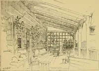 An illustration from Log cabins and cottages; how to build and furnish them (1908)