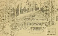An illustration from Log cabins and cottages; how to build and furnish them (1908)