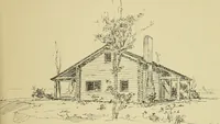 An illustration from Log cabins and cottages; how to build and furnish them (1908)