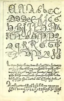 An illustration from Lo presente libro insegna la vera arte delo excelle[n]te scriuere de diuerse varie sorti de litere : lequali se fano p[e]r geometrica ragione & con la presente opera ognuno le potra imparare impochi giorni p[er] lo amaistramento, ragione, & essempli, come qui seguente vederai (1539)